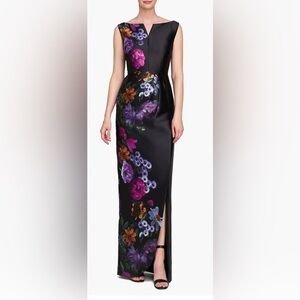 Kay Unger Floral Satin Evening Gown NWT – Size 6